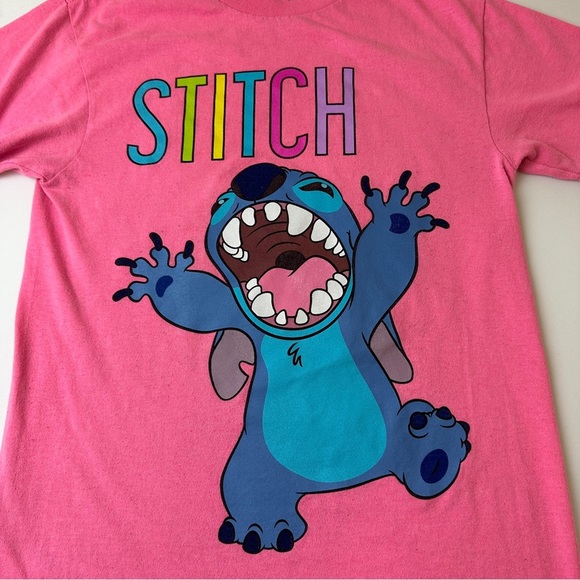 Disney Stitch Shirt Womens Small Pink Lilo & Stitch Graphic Tee Movie Cartoon - Picture 3 of 8